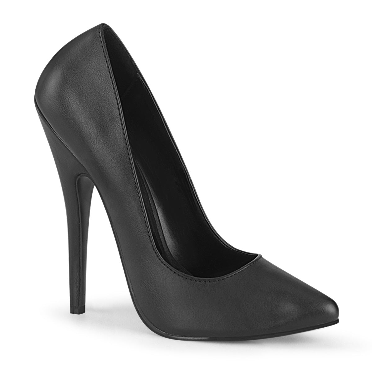 DOMINA-420 Devious Black 6 Inch Fetish Heels Black Faux Leather