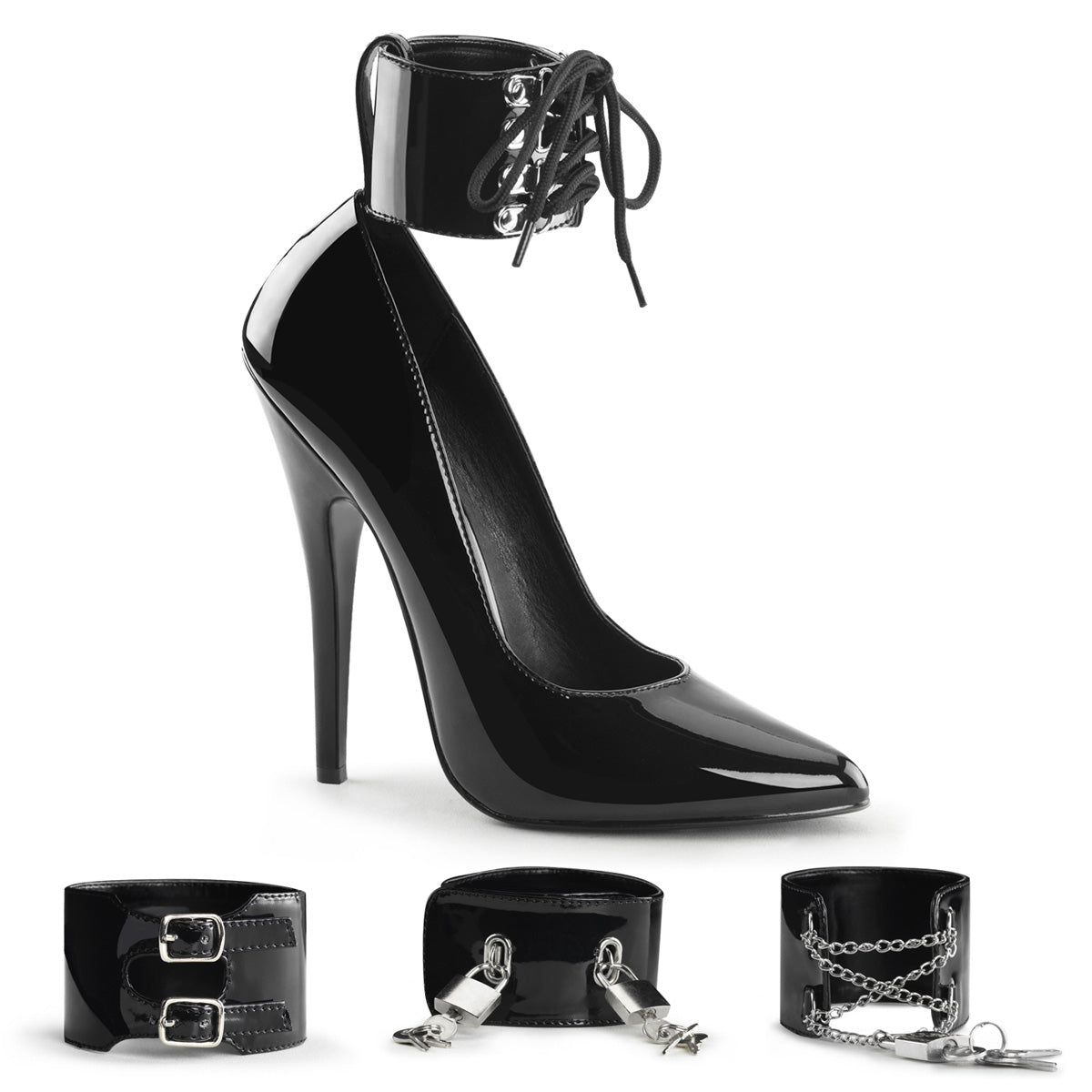 DOMINA-434 Devious Black 6 Inch Fetish Heels