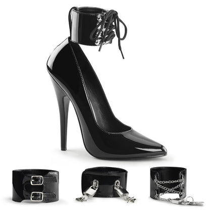 DOMINA-434 Devious Black 6 Inch Fetish Heels Black Patent