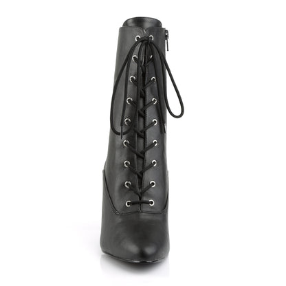 Pleaser Pink Label DREAM-1020 Black Lace-Up Ankle Boots - 4 Inch Heels