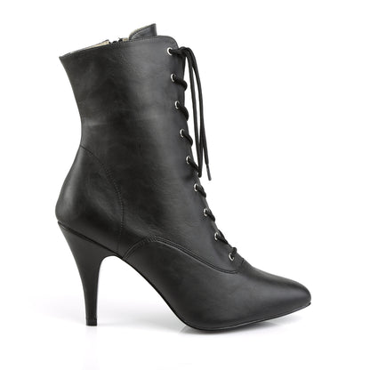 Pleaser Pink Label DREAM-1020 Black Lace-Up Ankle Boots - 4 Inch Heels