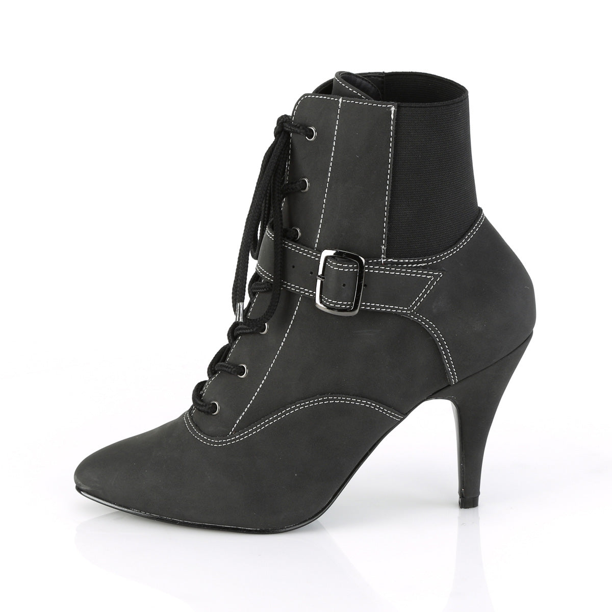 DREAM-1022 Pleaser Pink Label Black 4 Inch Fetish Ankle Boots