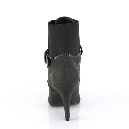 Pleaser Pink Label DREAM-1022 Black Faux Nubuck Lace-Up Ankle Boots - 4 Inch Heels