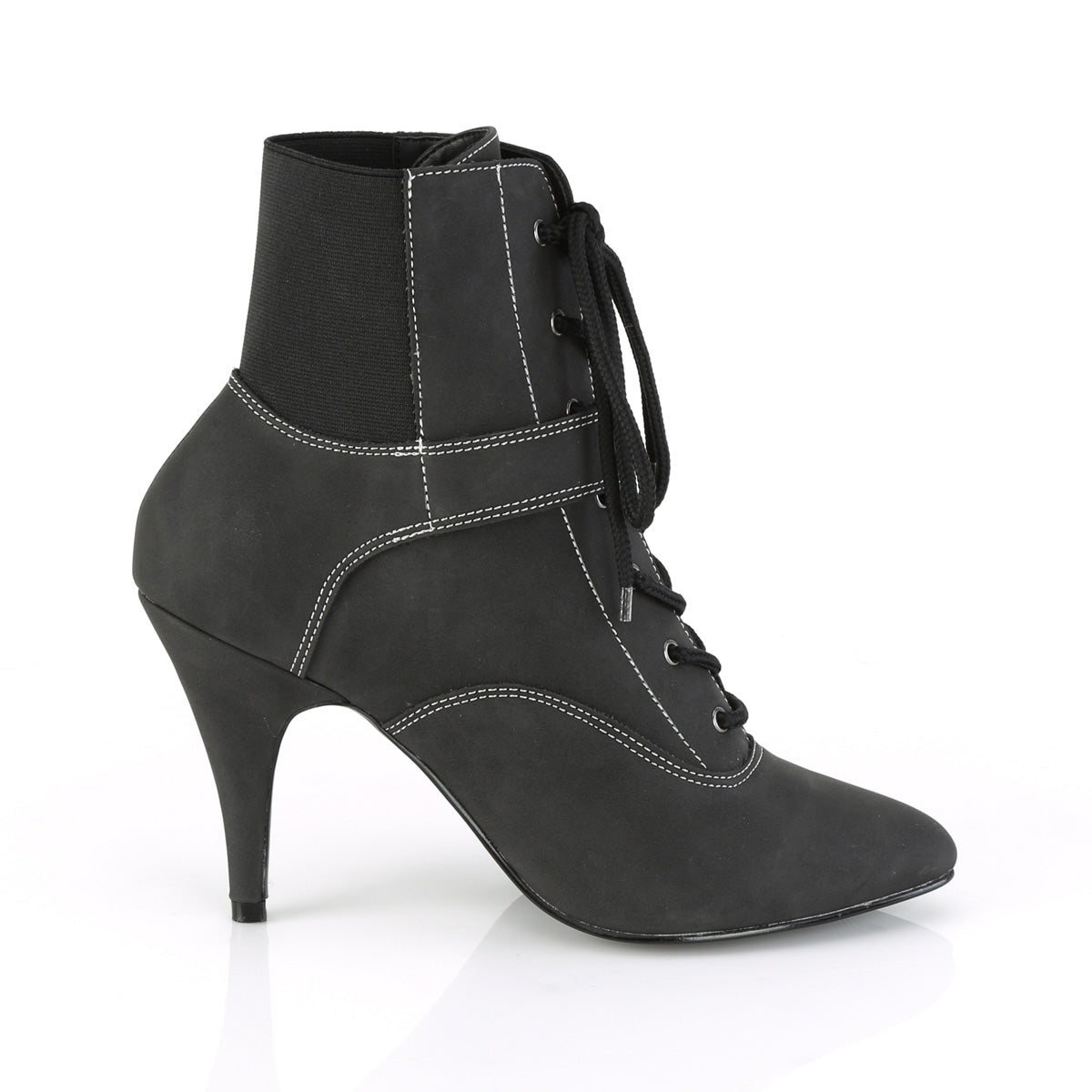 DREAM-1022 Pleaser Pink Label Black 4 Inch Fetish Ankle Boots