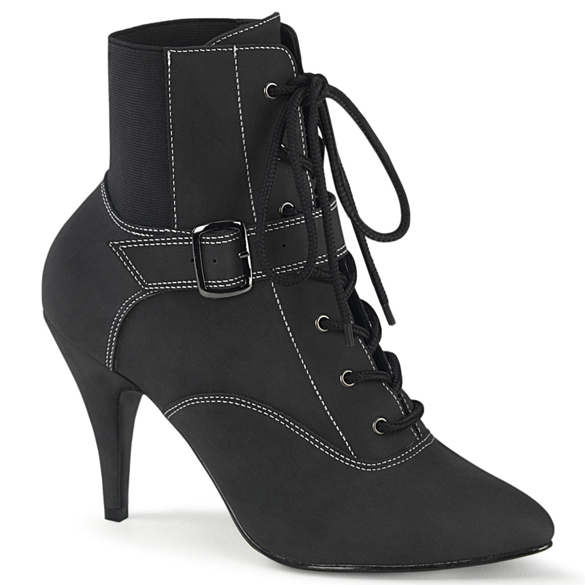 DREAM-1022 Pleaser Pink Label Black 4 Inch Fetish Ankle Boots