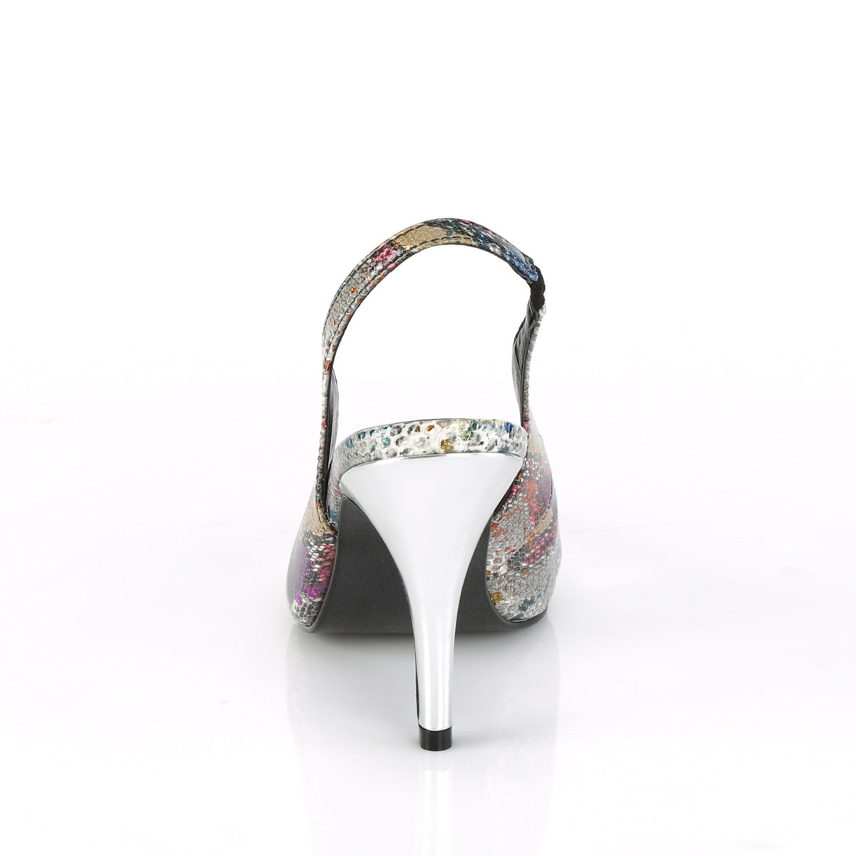 Pleaser Pink Label DREAM-405 Multicolour-Color Snake Print-Silver Metallic Court Shoes - 4 Inch Heels