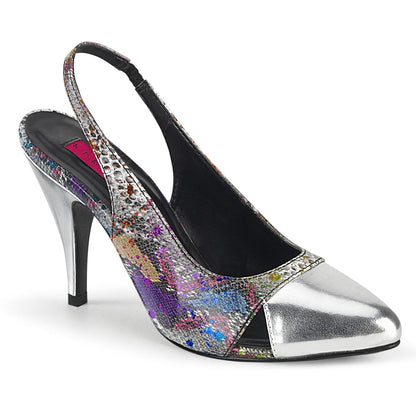 Pleaser Pink Label DREAM-405 Multicolour-Color Snake Print-Silver Metallic Court Shoes - 4 Inch Heels Multi-Color Snake Print-Slv Metallic Pu