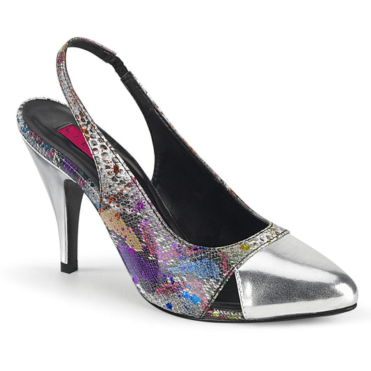 Pleaser Pink Label DREAM-405 Multicolour-Color Snake Print-Silver Metallic Court Shoes - 4 Inch Heels Multi-Color Snake Print-Slv Metallic Pu