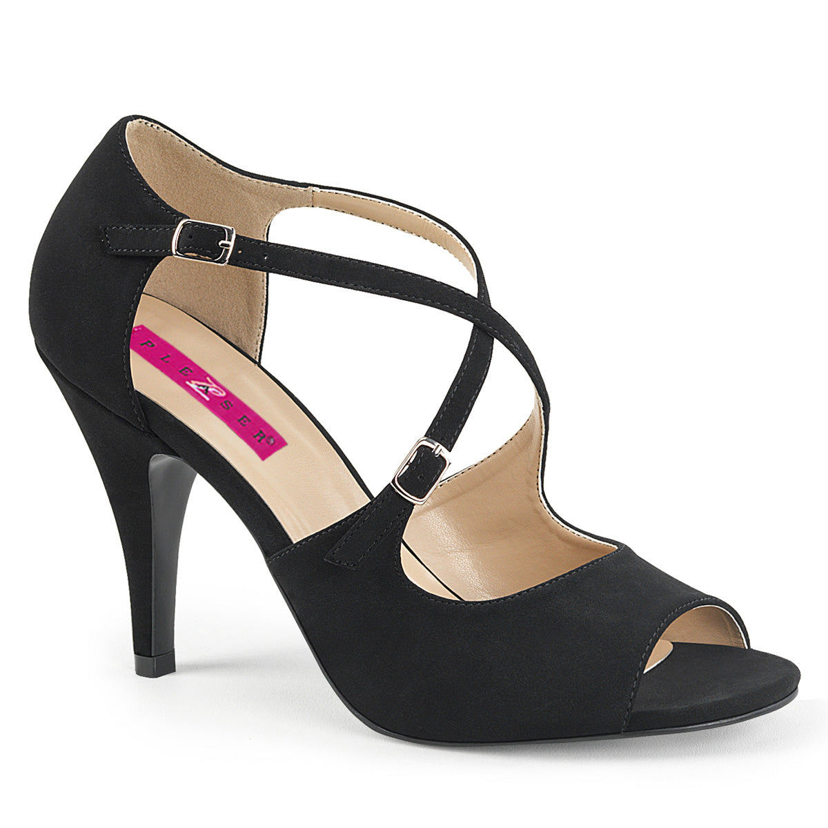 DREAM-412 Pleaser Pink Label Black 4 Inch Fetish High Heels Blk Nubuck