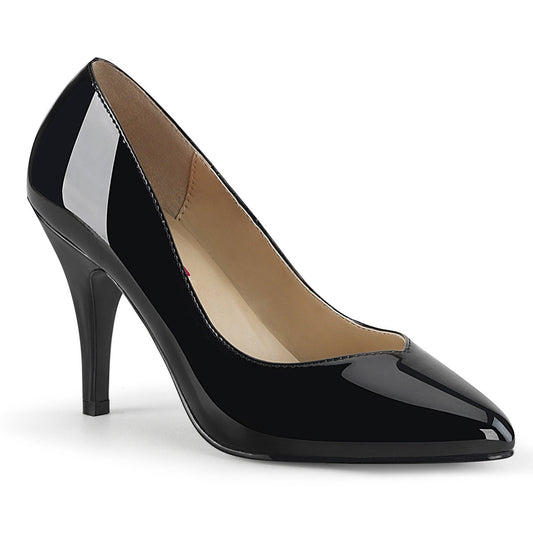 DREAM-420W Pleaser Pink Label Black 4 Inch Fetish Wide Heels Blk Pat