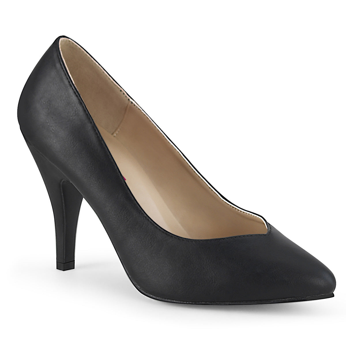 DREAM-420W Pleaser Pink Label Black 4 Inch Sexy Wide High Heels Blk Faux Leather