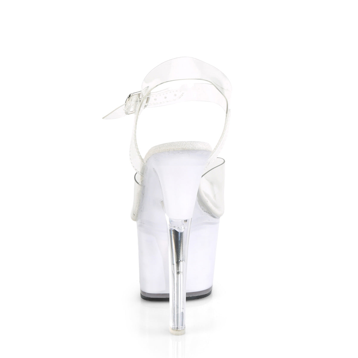 Pleaser ECHOLITE-708 Clear / White Glow Platform Sandals - 7 Inch Heels