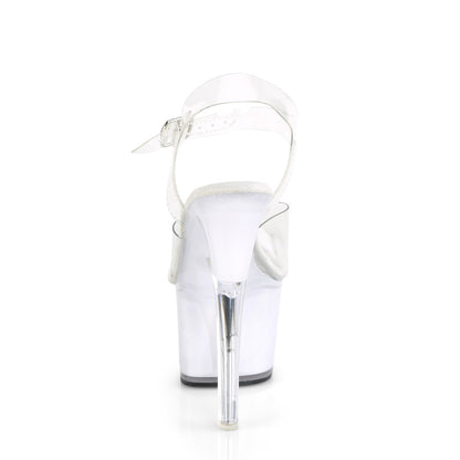 Pleaser ECHOLITE-708 Clear / White Glow Platform Sandals - 7 Inch Heels
