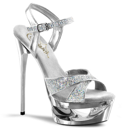 ECLIPSE-619G Pleaser Silver Glitter 6.5 Inch Pole Dancing Platform Shoes