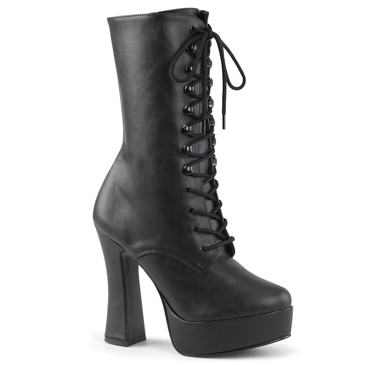 ELECTRA-1020 Pleaser Black 5 Inch Disco Gogo Knee High Boots Blk Faux Leather Blk Matte