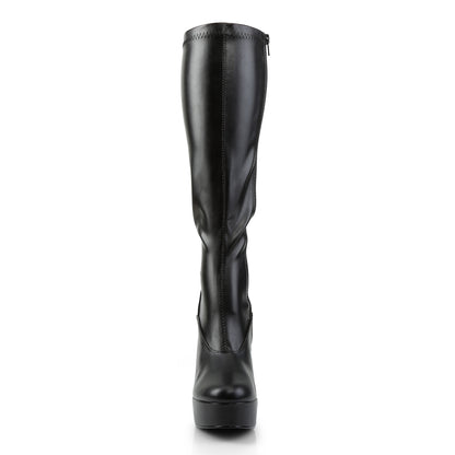 Pleaser ELECTRA-2000Z Black Platform Knee High Boots - 5 Inch Heels