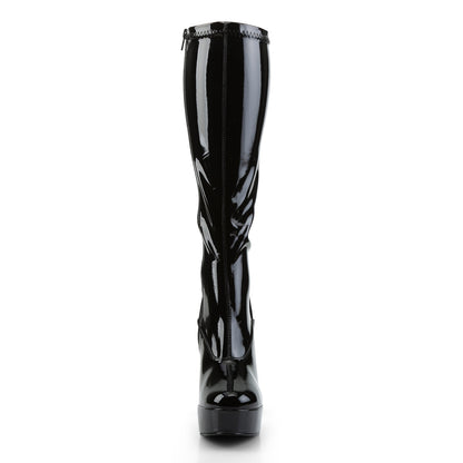 Pleaser ELECTRA-2000Z Black Platform Knee High Boots - 5 Inch Heels