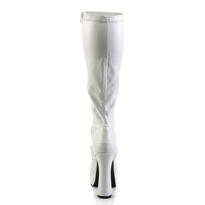 Pleaser ELECTRA-2000Z White Platform Knee High Boots - 5 Inch Heels