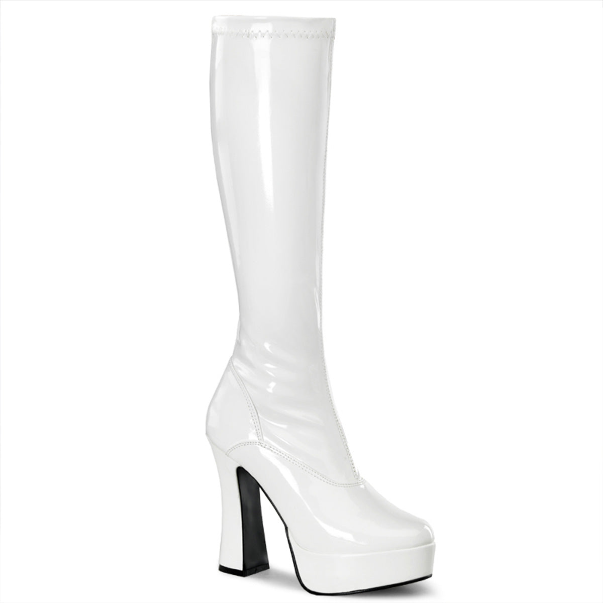 ELECTRA-2000Z Pleaser White 5 Inch Vintage Retro Knee High Boots