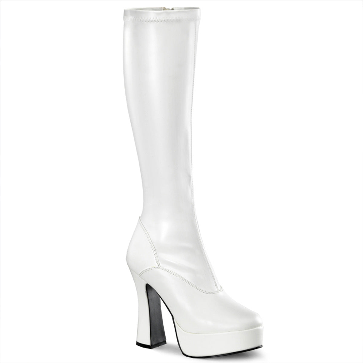 ELECTRA-2000Z Pleaser White 5 Inch Gogo Disco Knee High Boots