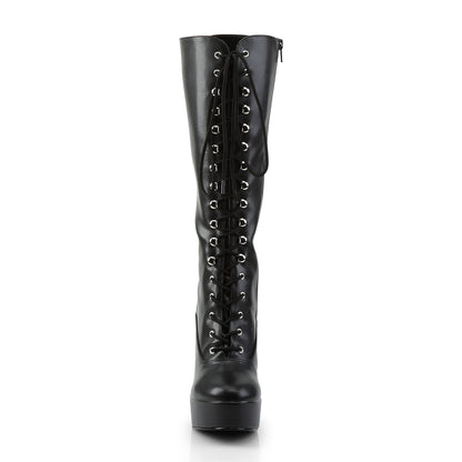 Pleaser ELECTRA-2020 Black Platform Knee High Boots - 5 Inch Heels