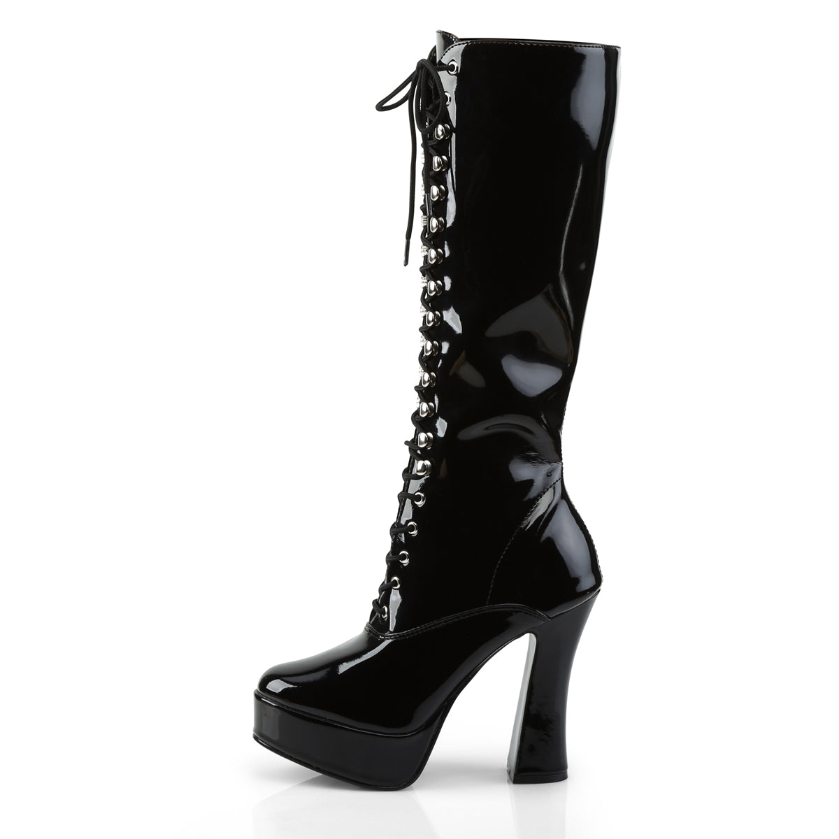 Pleaser ELECTRA-2020 Black Platform Knee High Boots - 5 Inch Heels