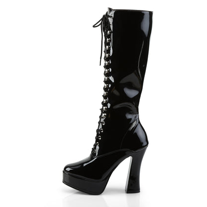Pleaser ELECTRA-2020 Black Platform Knee High Boots - 5 Inch Heels