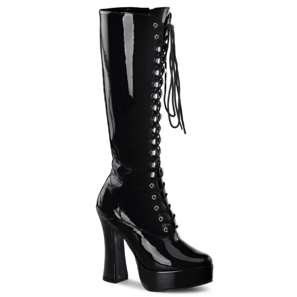 Pleaser ELECTRA-2020 Black Platform Knee High Boots - 5 Inch Heels