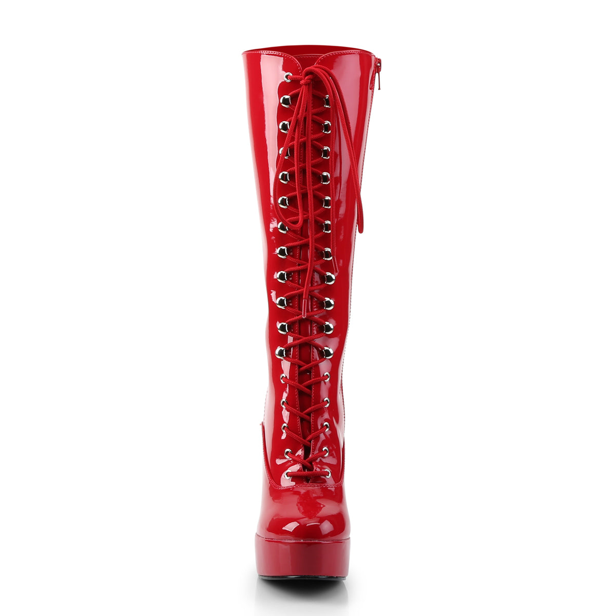 Pleaser ELECTRA-2020 Red Platform Knee High Boots - 5 Inch Heels