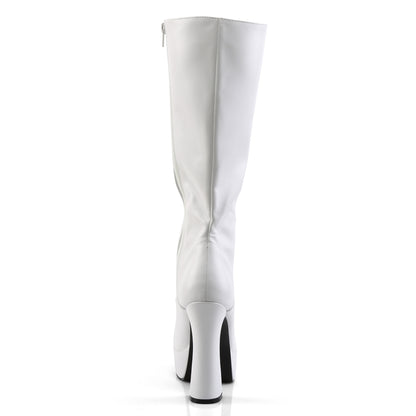 Pleaser ELECTRA-2020 White Platform Knee High Boots - 5 Inch Heels