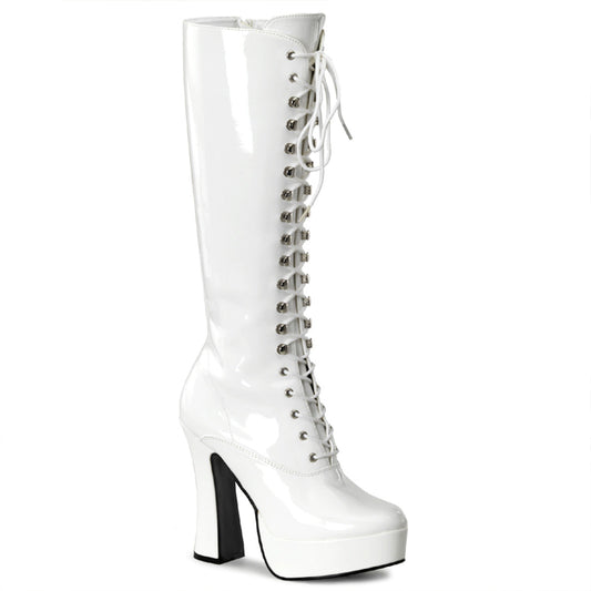 ELECTRA-2020 Pleaser White 5 Inch Disco Knee High Knee High Boots
