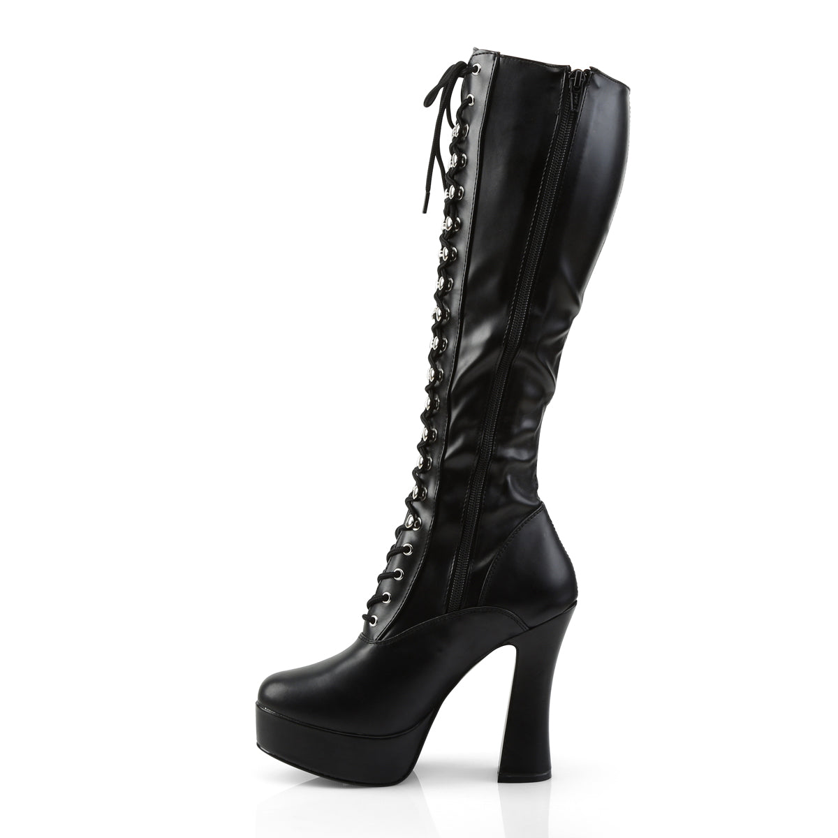 Pleaser ELECTRA-2023 Black Platform Knee High Boots - 5 Inch Heels