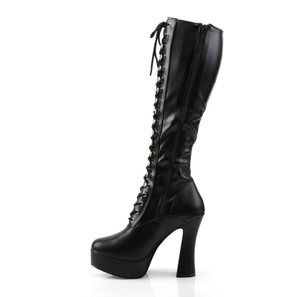 Pleaser ELECTRA-2023 Black Platform Knee High Boots - 5 Inch Heels