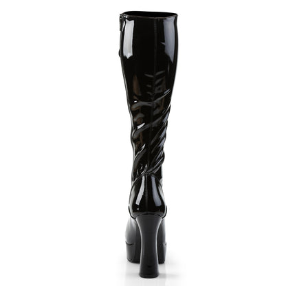 Pleaser ELECTRA-2023 Black Platform Knee High Boots - 5 Inch Heels