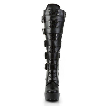 Pleaser ELECTRA-2042 Black Platform Knee High Boots - 5 Inch Heels