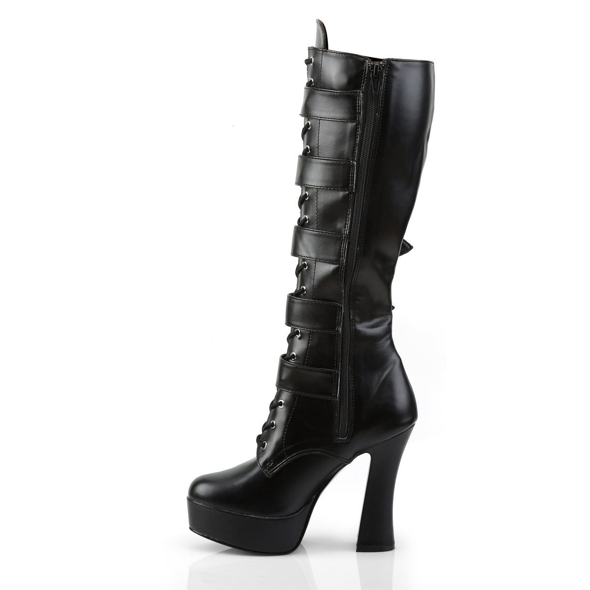 Pleaser ELECTRA-2042 Black Platform Knee High Boots - 5 Inch Heels