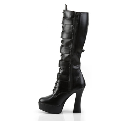 Pleaser ELECTRA-2042 Black Platform Knee High Boots - 5 Inch Heels
