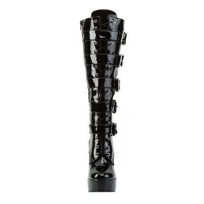 ELECTRA-2042 Pleaser Black 5 Inch Sexy Gogo Knee High Boots
