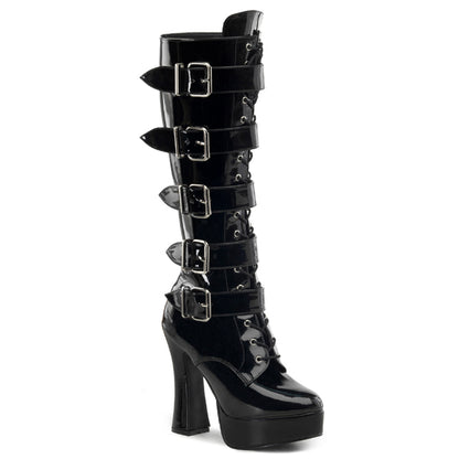 ELECTRA-2042 Pleaser Black 5 Inch Sexy Gogo Knee High Boots