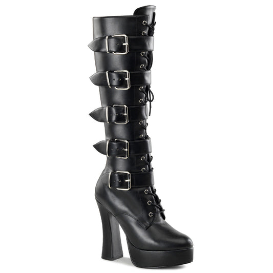 ELECTRA-2042 Pleaser Black 5 Inch Vintage GoGo Knee High Boots