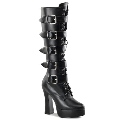 ELECTRA-2042 Pleaser Black 5 Inch Vintage GoGo Knee High Boots Blk Faux Leather
