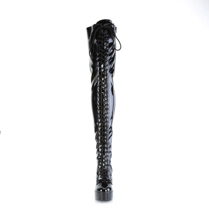 ELECTRA-3023 Pleaser Black Patent 5 Inch Platform Gogo Thigh Boots