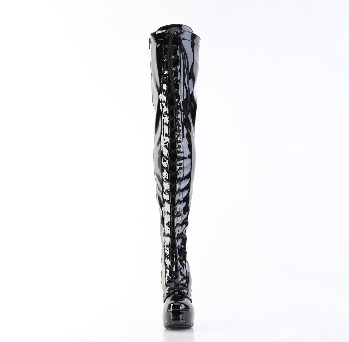 ELECTRA-3023 Pleaser Black Patent 5 Inch Platform Gogo Thigh Boots