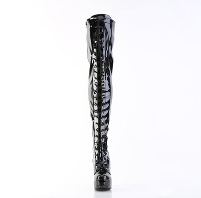 ELECTRA-3023 Pleaser Black Patent 5 Inch Platform Gogo Thigh Boots