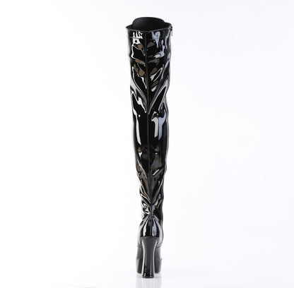 ELECTRA-3023 Pleaser Black Patent 5 Inch Platform Gogo Thigh Boots