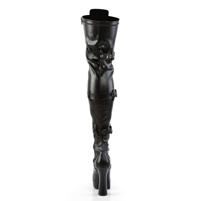 Pleaser ELECTRA-3028 Black Lace-Up Platform Thigh High Boots - 5 Inch Heels