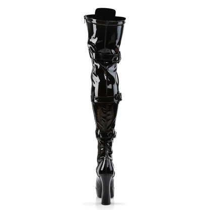 Pleaser ELECTRA-3028 Black Lace-Up Platform Thigh High Boots - 5 Inch Heels