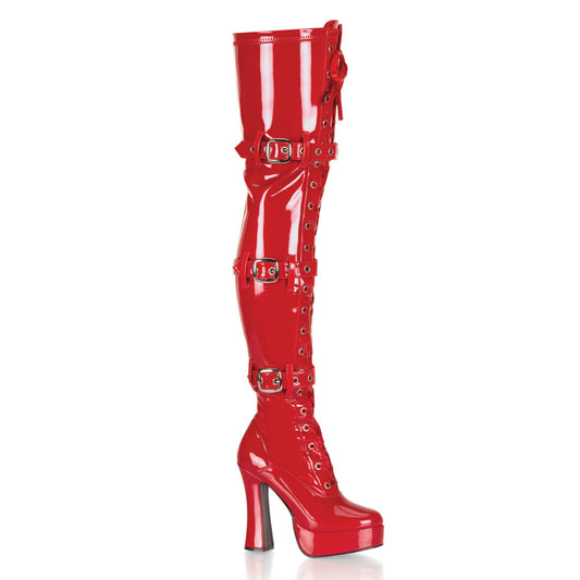 ELECTRA-3028 Pleaser Red 5 Inch Disco Platform Thigh Boots