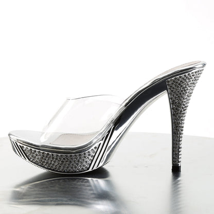 ELEGANT-401 Fabulicious Silver Chrome 4.5 Inch Posing Shoes