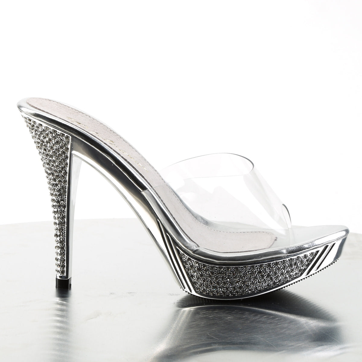 ELEGANT-401 Fabulicious Silver Chrome 4.5 Inch Posing Shoes